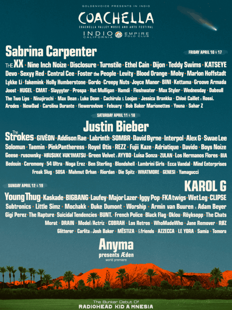 where is coachella 2026? coachella 2026 lineup poster for your 2026 music festival